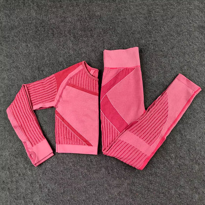 Hollow Out Seamless Yoga Set Sport Outfits Women Black Two 2 Piece Crop Top Bra Leggings Workout Gym Suit Fitness Sport Sets