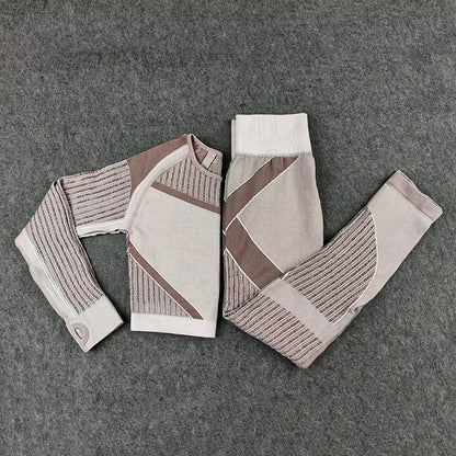 Hollow Out Seamless Yoga Set Sport Outfits Women Black Two 2 Piece Crop Top Bra Leggings Workout Gym Suit Fitness Sport Sets