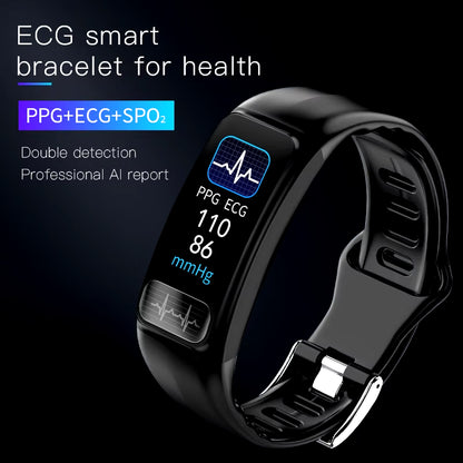 P12 ECG PPG SPO2 Smart Band IP67 Waterproof Fitness Tracker Smart Watch Heart Rate Blood Pressure Oxygen Monitor Sport Bracelet