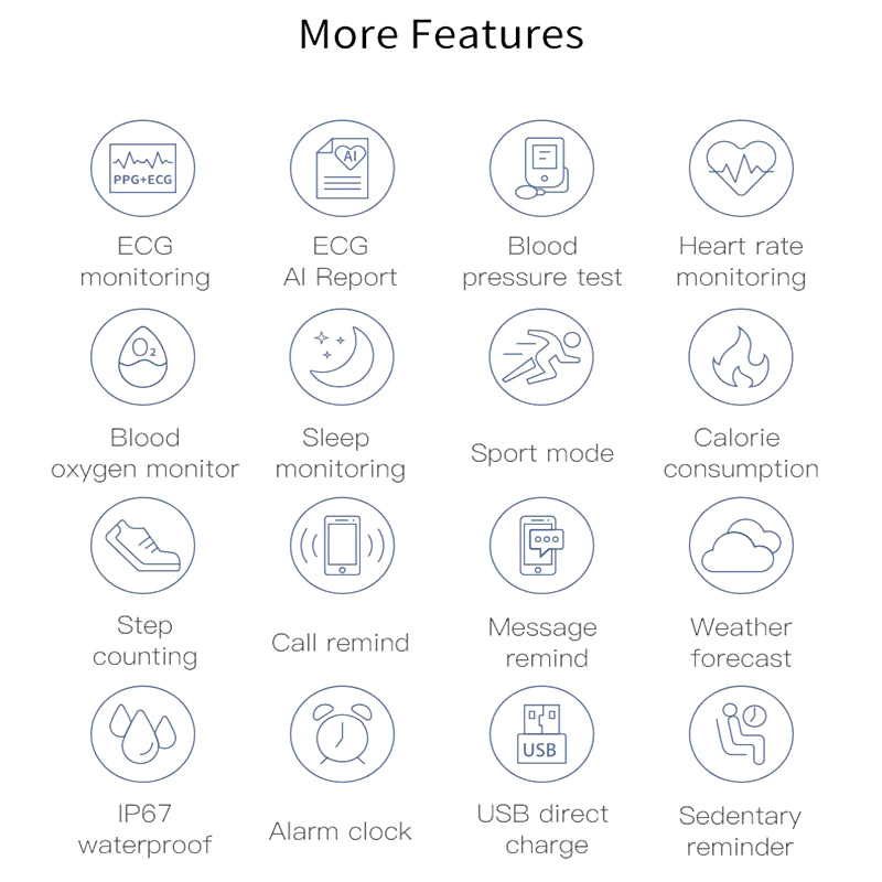 P12 ECG PPG SPO2 Smart Band IP67 Waterproof Fitness Tracker Smart Watch Heart Rate Blood Pressure Oxygen Monitor Sport Bracelet