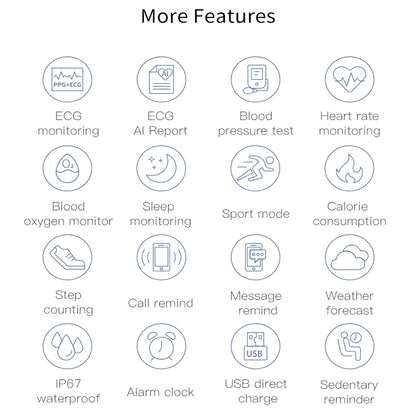 P12 ECG PPG SPO2 Smart Band IP67 Waterproof Fitness Tracker Smart Watch Heart Rate Blood Pressure Oxygen Monitor Sport Bracelet